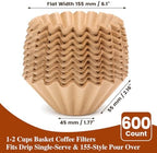 600 Count 1-2 Cup Small Coffee Filters, Natural Unbleached Basket Paper Filters Compatible with 155 Size pour over drippers & Single Serve Coffee Makers - Image 3