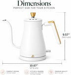 Beautiful Electric Gooseneck Kettle, 1 Liter, 1200W, Stainless Steel Interior, Fast Boil, Precision Pour Spout, Auto Shut-Off & Boil-Dry Protection (White) - Image 3