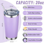 20 oz Tumbler with Lids and Straws, Stainless Steel Insulated Travel Coffee Mug, Double Wall Vacuum Insulated Tumblers, Powder Coated Coffee Tumbler for Cold & Hot Drinks (Mix Color-4, 4 Pack) - Image 2