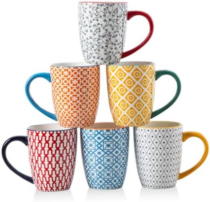 16 Oz Ceramic Coffee Mugs Set of 6 by Gibsimi