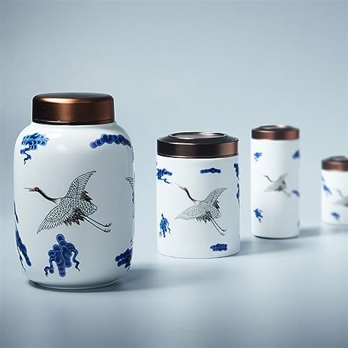 HEXEH Tea Tins Metal Lid Painted Celadon Loose Leaf Tea Canister Small Portable Sealing Jar Storage Tea Warehouse Tea Sets Tea Storage Container (Color : C) - Image 7