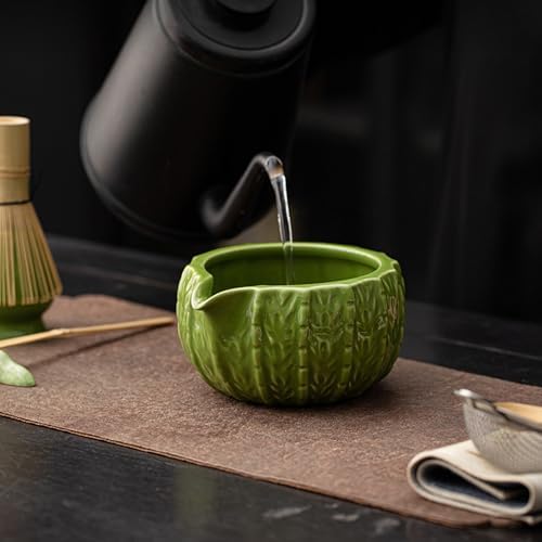 Matcha Whisk Set, 8-Piece 3D Cactus Design Ceramic Set with Glazed Bowl, Bamboo Whisk & Sifter, Easy Clean (Sky blue) - Image 6