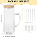 20 Oz Snow Globe Glass Cup With Handle, 6 Pack Pre-Drilled Double Wall Glass Coffee Mug For Snowglobe Diy Glitter, Double Wall Snow Globe Tumbler with Bamboo Lid - Image 6