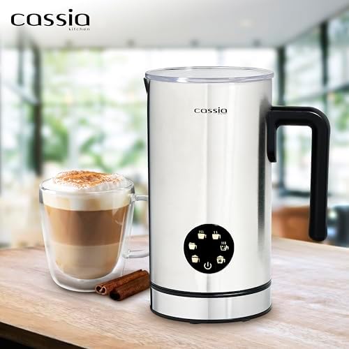 Cassia Electric Milk Frother with 5-in-1 Functions – Hot & Cold Foam, Chocolate & Milk Warmer – 550W, Digital Touch Screen Control, 160ML Frothing & 300ML Heating Capacity, Stainless Steel - Image 2