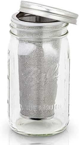 Filter and Mason Jar with Drinking Lid: Stainless Steel Fine Filter and 1 Quart Mason Jar and American-made Drink Lid - Easy Cold Brew at Home! - Image 3