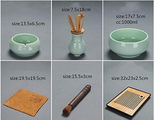 Chinese celadon exquisite ceramic tea set kettle tea cup plastic tray porcelain tea set travel tea set best gifts-D (H) - Image 4