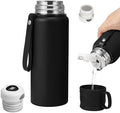 Double wall vacuum Leakproof stainless steel wide mouth insulated water bottle tea tumbler with cup,lid;smart thermoses hot coffee,thermal flask ice drinks with led digital temperature display by Unknown