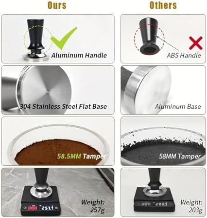 Coffee Tamper Constant Pressure 51MM 53MM 58MM Calibrated 30Lbs，Compatible With Delonghi，Compatible With Breville，Espresso Machine Accessories Barista Tools(Black 58mm Flat Base) - Image 4