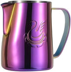 Elegant Stainless Steel Frothing Cup Coffee Pitcher Milk Cream Espresso Latte Art Jug for Barista Coffee Bar(600ml,Blue) - Image 3