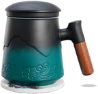 ZENS Tea Mug with Infuser and Lid & Coaster for Tea Steeper, 15oz Green by ZENSLIFESTYLE