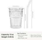INSETLAN Iced Coffee Cups with Lids and Straws, 13 oz Glass Tumbler - Image 3