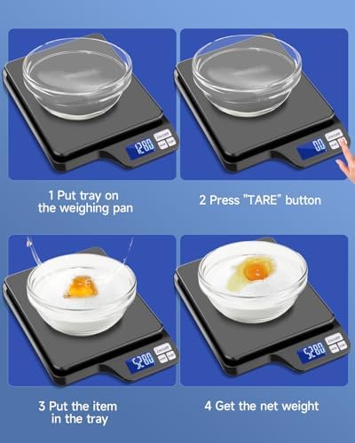 Large 5kg/11lb Kitchen Scale with 0.1g/0.01oz High Precision, USB Rechargeable Food Scale, Stainless Steel Pan, with Tare Function,for Baking Cooking Coffee Package Postage - Image 4