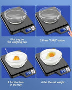 Large 5kg/11lb Kitchen Scale with 0.1g/0.01oz High Precision, USB Rechargeable Food Scale, Stainless Steel Pan, with Tare Function,for Baking Cooking Coffee Package Postage - Image 4