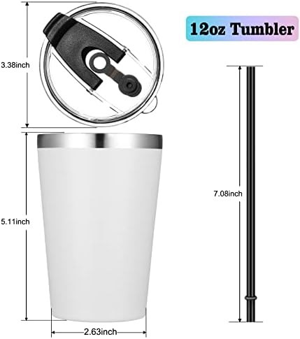 VEGOND 12oz Tumbler Stainless Steel Tumbler bulk Vacuum Insulated Double Wall Travel Tumbler with Lid and Straw Reusable Tumbler, White 6 Pack - Image 4