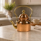Handcrafted Copper Kettle 600 ml with Brass Handle for Tea & Herbal Drinks - Image 4