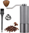 Manual Coffee Grinder Capacity 25 Grams, Stainless Steel Burrs - Wooden Handle, Burr Coffee Grinder for Home, Office, Camping, Hiking (Grey) by Unknown