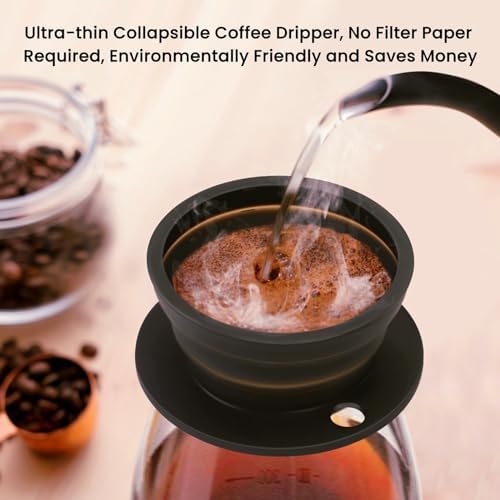 Travel Electric Kettle Small, Collpasible Electric Kettle, Portable Tea Kettle + Paperless Collapsible Pour Over Coffee Dripper, Travel Pour Over Coffee Maker Camping Single Cup (Black) - Image 6