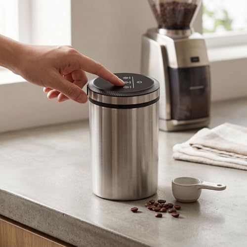 Asixxsix Vacuum Coffee Canister, Stainless Steel Airtight Automatic Food Vacuum Canister with Digital Display, Ideal for Storing Coffee Beans, Grains, Flour, Fruits, Nuts, and More. - Image 7