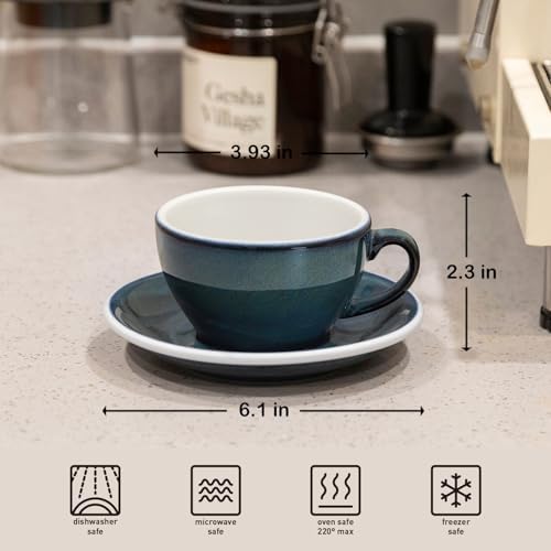 Loveramics Coffee Cup Ceramic, 8 oz Latte Art Cup with Saucer for Cappuccino, Tea, Espresso, Thick - walled stoneware Cappuccino mug Set for Cafe and Barista - Potters Colours (Night Sky, 8OZ) - Image 5