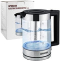 APOXCON Electric Kettle for Boiling Water 1.8L Tea Kettle with Removable Infuser, Borosilicate Glass Water Boiler with LED Light, Automatic Shut Off, Boil-Dry Protection, Cordless Serving & BPA Free by APOXCON