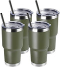 DOMICARE 30 oz Tumbler with Lid and Straw, Stainless Steel Tumblers Bulk, Insulated Vacuum Double Wall Travel Coffee Mug, Durable Powder Coated Tumbler Cups (Army Green, 4) by VisittheDOMICARE