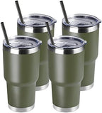 DOMICARE 30 oz Tumbler with Lid and Straw, Stainless Steel Tumblers Bulk, Insulated Vacuum Double Wall Travel Coffee Mug, Durable Powder Coated Tumbler Cups (Army Green, 4) by VisittheDOMICARE