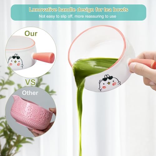 Matcha whisk set, Matcha bowl with handle, 8-piece matcha set, bowl,matcha bamboo mixer, teaspoon, spoon, sieve, mixer holder,measuring cup,scoop stand, gift for matcha starter kit - Image 2