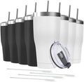 8 Pack 30oz Stainless Steel Tumblers Bulk Reusable Travel Mugs with Lid, Double Wall Powder Coated Coffe Cup for Home, Office, Outdoor Suitable for Vehicle Cup Holders by Deitybless