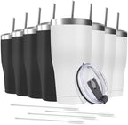 8 Pack 30oz Stainless Steel Tumblers Bulk Reusable Travel Mugs with Lid, Double Wall Powder Coated Coffe Cup for Home, Office, Outdoor Suitable for Vehicle Cup Holders by Deitybless