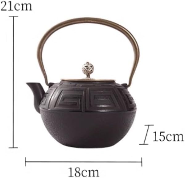 KYUSAR Japanese Cast Iron Teapot Chinese Teapot Handmade Uncoated Cast Iron Teapot Japanese Boiling Brewing Water Kettle Tea 1.2L/1200ML Chinese Tea Pot for Tea Tetsubin Tea Pot - Image 2