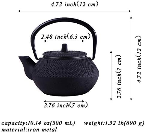 tetsubin Cast iron Tea Kettle workshop Healthy japanese Tea pot with Stainless Steel Infuser（10.14oz） - Image 2