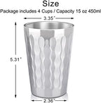 Beasea 15oz Stainless Steel Cups, 4 Pack Double Wall Metal Stackable Insulated Portable Drinking Tumblers Unbreakable Shatterproof Glasses for Home Restaurant Party Camping Travelling - Image 2
