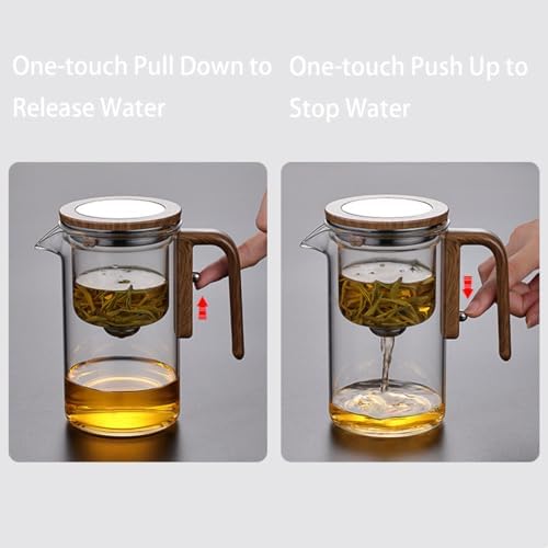 1000ML/33.8OZ Witchcraft Magic Glass Teapot with Infuser Strainer and Lid for Loose Leaf Tea Herbal, Magnetic Water Separation Tea Maker Kettle Clear Tea Pot Without Cups - Image 2