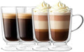 NIRA.Z 12.5 OZ Double Walled Glass Coffee Mugs with Handle Set of 4 Clear Insulated Irish Coffee Cups Hand Blown Glass Cups for Hot Cold Beverages, Cappuccino, Latte, Tea, Espresso, Juice, Americano by NIRAZ