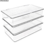 Isaac Jacobs Small Stackable Organizer Bin (10.75” x 6.5” x 2.4”) w Hinged Lid Clear Storage Box Home Office School Fridge Bathroom Kitchen Pantry Container BPAFree Food Safe (Small Clear) (Pack of 2) - Image 4