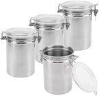 4 Pack Stainless Steel Canister, 66 oz Kitchen Canister Set with Airtight Lids and Lock Metal Food Storage Containers for Tea, Coffee, Sugar, Grains, Beans by Unknown