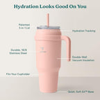REDUCE 50 oz Stainless Steel Tumbler with Handle - Dual-Wall Vacuum Insulated Travel Mug, Sweat-Proof Lid & Reusable Straw - Keeps Drinks Cold for 24 Hrs, Fits Cupholders, Dishwasher Safe - Pink Clay - Image 4