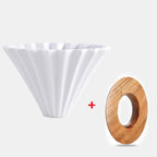 Ceramic Coffee Dripper Pour Over Coffee Maker Handmade Origami Coffee Filter Cup Flower Shape Funnel Drip Cafe Cake Cup Home(White suit,1-2CUP) - Image 2