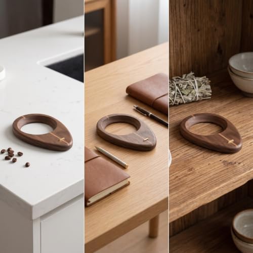 Coffee Drip Stand Wooden Dripper Holder Pour Over Base Rack With Walnut Wood Grain And Artisanal Inlay Decorative Line Suitable for home office break room coffee bar - Image 7