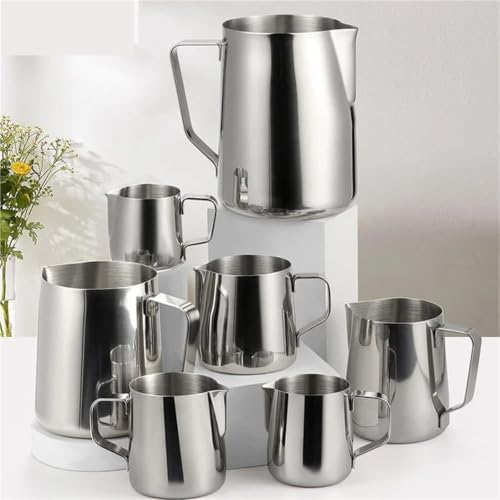 Milk Frother Cup Stainless Steel Measuring Milk Frother Pitcher, Stainless Steel Latte Jug, Essential Barista Accessory for Espresso & Coffee Art(1000ml) - Image 4