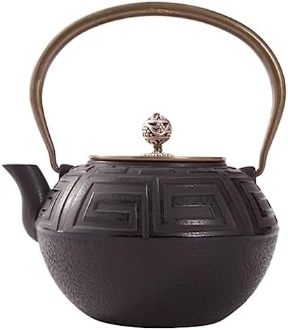 KYUSAR Japanese Cast Iron Teapot Chinese Teapot Handmade Uncoated Cast Iron Teapot Japanese Boiling Brewing Water Kettle Tea 1.2L/1200ML Chinese Tea Pot for Tea Tetsubin Tea Pot by Unknown