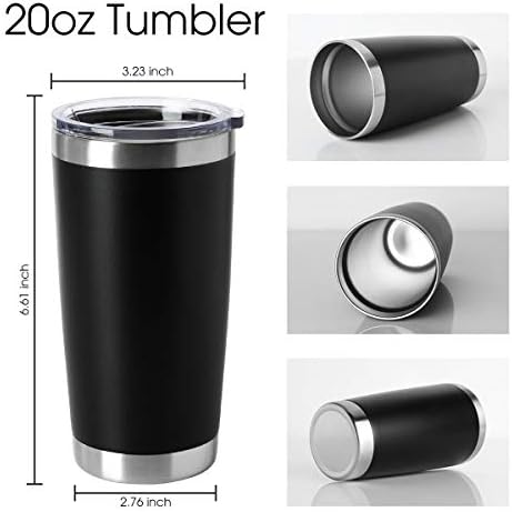 HASLE OUTFITTERS 20oz Tumblers Bulk Stainless Steel Cup with Lid Double Wall Vacuum Insulated Coffee Mug for Cold & Hot Drinks 8 Pack, Black - Image 2