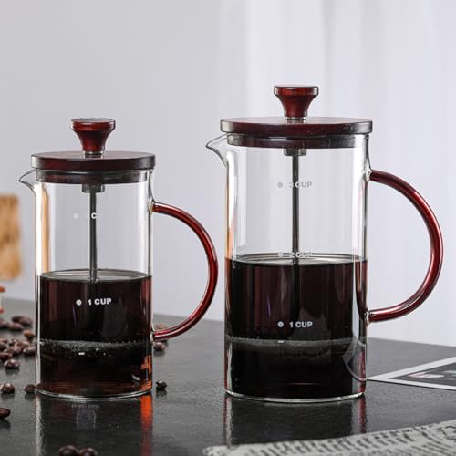 French Press Coffee Maker Espresso Coffee Maker Thickened Borosilicate Coffee Pot With 3 Stainless Steel Filter Screens Cold Brew Coffee Maker For Travel, Home(/Brown,800ml) - Image 2