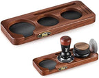 Bincoo 51/53mm Espresso Tamping Station - Sapele Coffee Bar Organizer with Non-Slip Mat, Multi-Slot Design for Counter, Holds Tamper,Distributor, Basket Holder by Bincoo