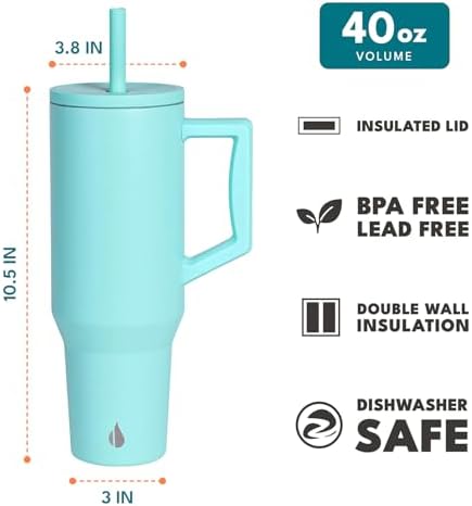 Elemental Spill Proof 40oz Insulated Tumbler with Handle & Straw Travel Mug - Image 2