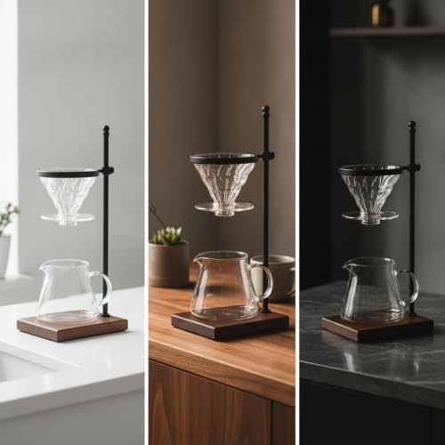 Baoblaze Stand Pour Coffee Dripper Holder Coffee Stand With Metal Post And Wooden Base Adjustable Saving Design suitable for home office desks coffee bar setups - Image 3