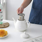KOOV Ceramic Teapot with Infuser, 40 ounce Tea Pot with Infuser for Loose Tea, Large Enough For 6 Cups, Tea Kettles, Non-Electric (Cream) - Image 4