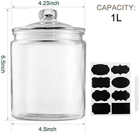 Maredash Glass Jars 32oz, Candy Jar with Lid 6 Pack - Image 2