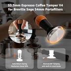 Spring-Loaded Tamper V4 53.3mm for Breville Sage 54mm Portafilters - Titanium PVD Flat Base, Interchangeable Springs, Walnut Handle - Image 6