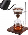 Pour Over Coffee Maker Stand with American Black Walnut Base, Stainless Steel Adjustable Dripper Holder, Wooden Brewing Station, Cone Brewer Rack, Barista Accessories & Kitchen Coffee Décor by COZYGIFT